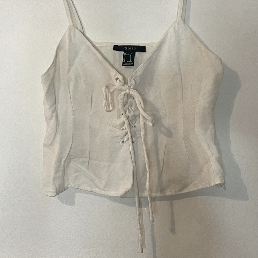 Lace Up White Peplum Top